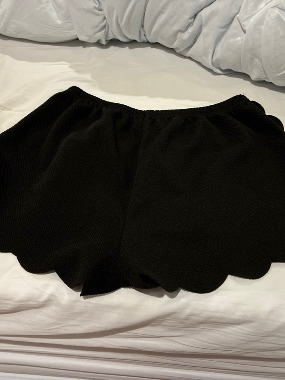 Black Scalloped Edge Women's Shorts